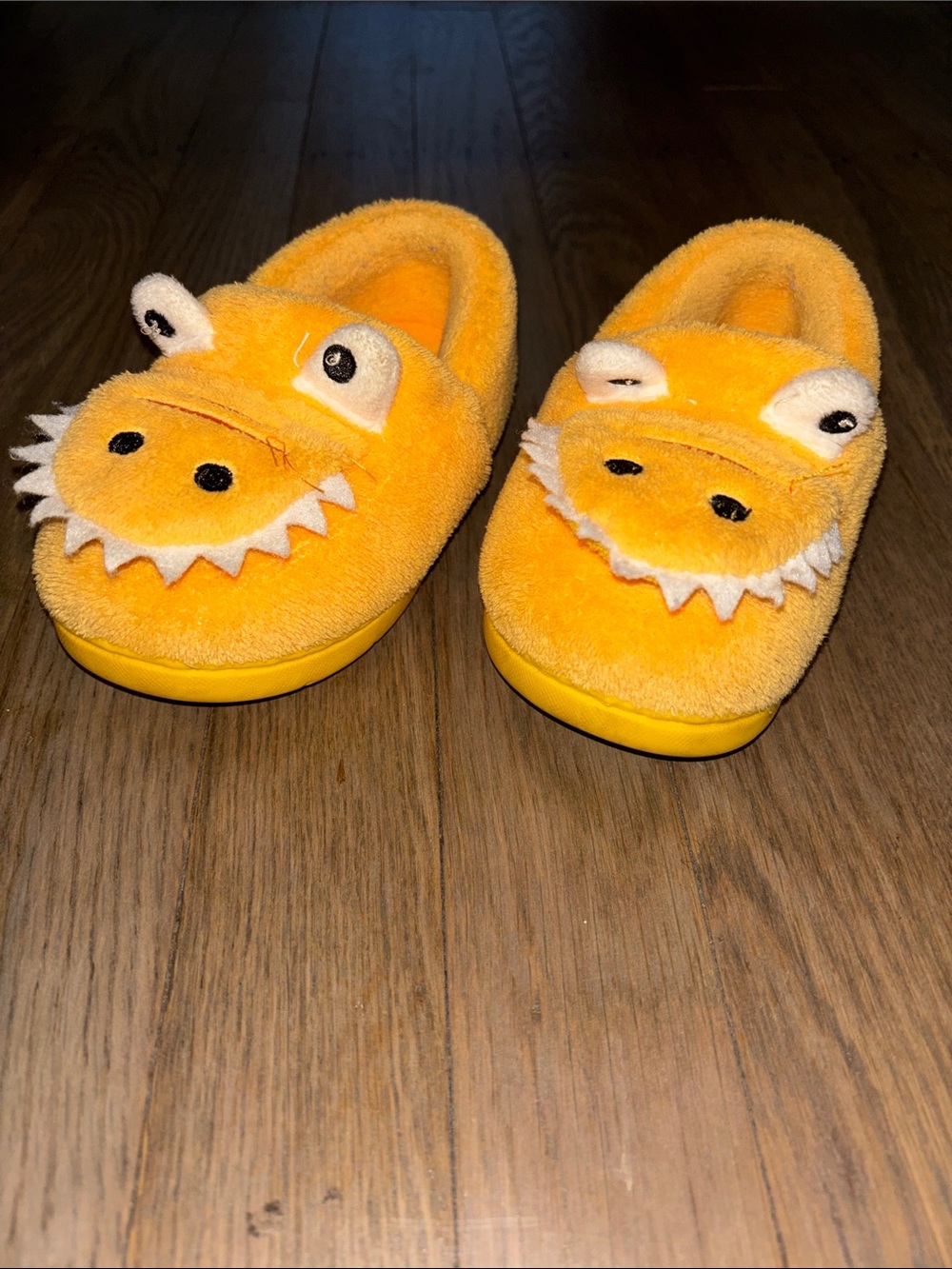Kids Yellow Plush Monster One-Piece Slippers